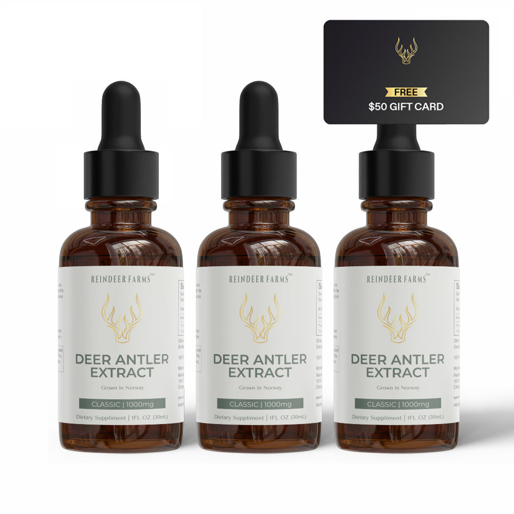 (3 Pack) Classic Reindeer Antler Extract - Reindeer Farms Deer Antler Velvet Extract