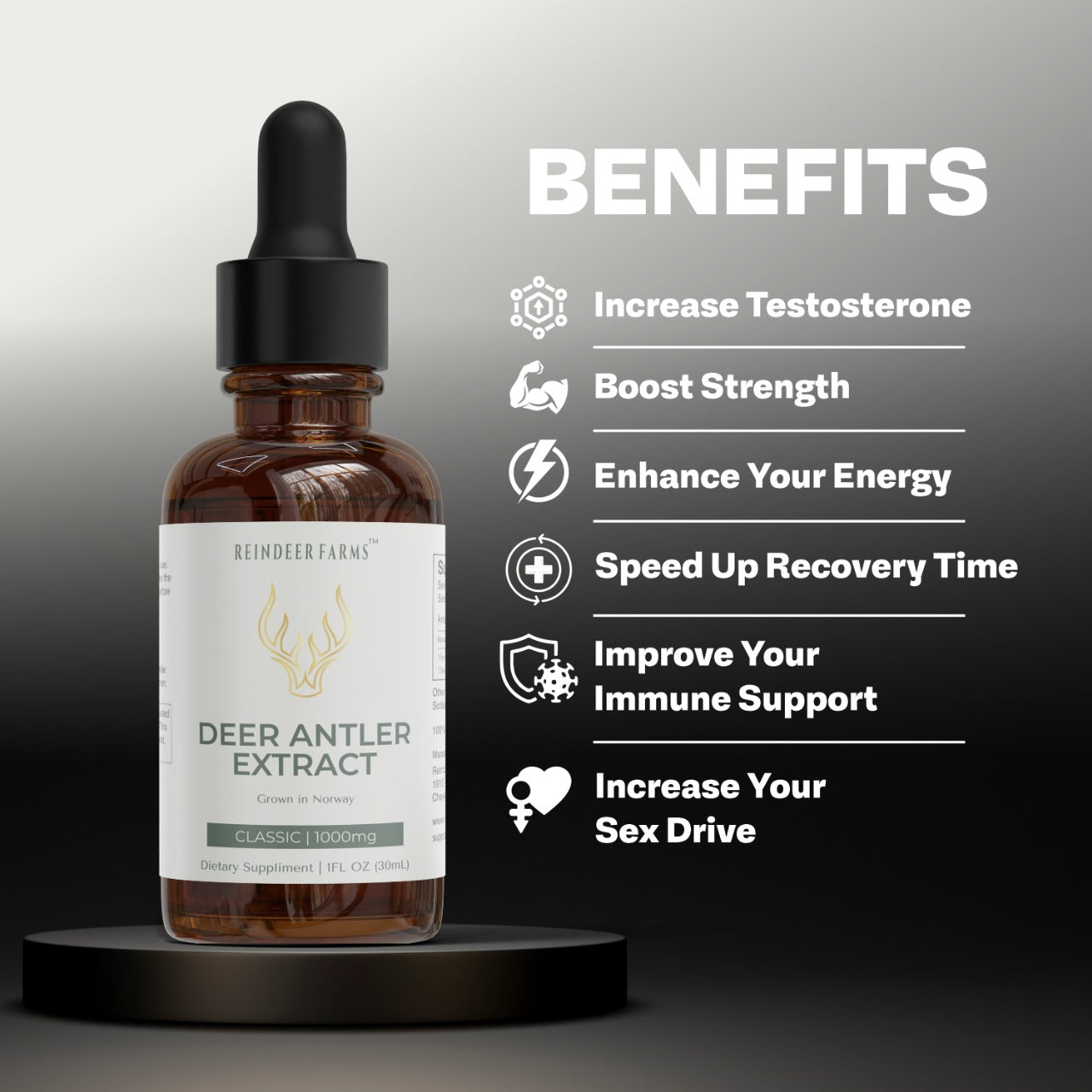(3 Pack) Classic Reindeer Antler Extract - Reindeer Farms Deer Antler Velvet Extract