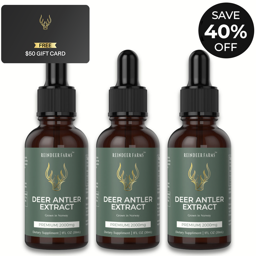 (3 Pack) Premium Reindeer Antler Extract - Reindeer Farms Deer Antler Velvet Extract